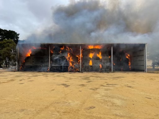 Hay shed fire at Field - 2 December 2023